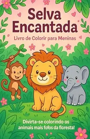 Selva Encantada – Livro de Colorir para Meninas: Divirta–se colorindo animais fofos da floresta! - Sommer Arte